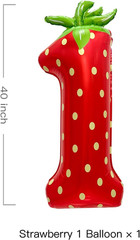 40 Inch Strawberry Number 1 Balloon Berry First Birthday Décor for Baby Girls St