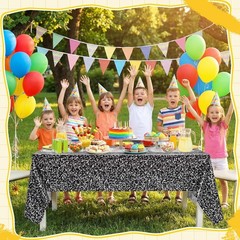 Fun Stationery Design Tablecloths – 4 Pack 54×108 Inch for School Celebrations