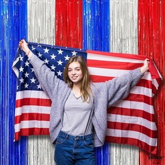 Metallic Red, Silver & Blue Streamers – 3.2×8 Feet for 4th of July Celebrations