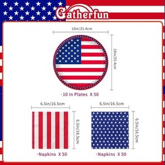 Complete Patriotic Tableware Set: 50 Quality Napkins & Plates for All Occasions