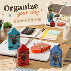 6 Pcs Back to School Wooden Table Decor Rustic Crayon Wood Block Sign Vintage…