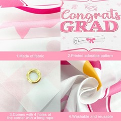 Pink Bow Congrats Grad Banner – 72×44 Inch | Pink graduation banner Class Of 202