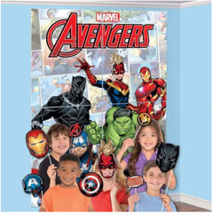AVENGERS Scene Setter BIRTHDAY party BACKDROP 12 photo props Marvel superheroes