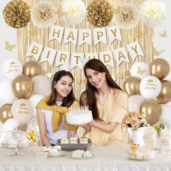 White and Gold Birthday Decorations for Women Girls, Gold White Sand Confetti…