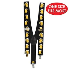 Beer Mug Suspenders (adjustable) Party One size fits most Black/Yellow/White