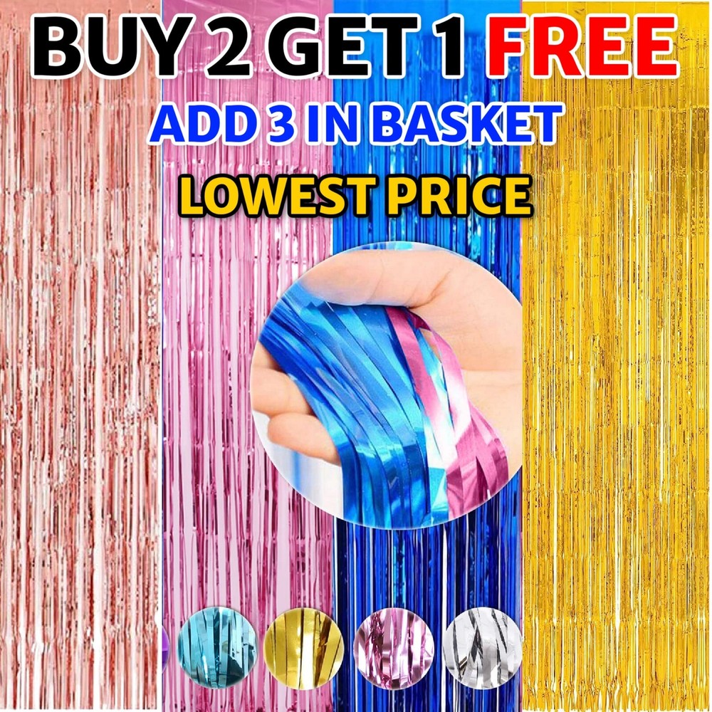 2M-3M Foil Fringe Tinsel Curtains Shimmers DOOR For Birthday wedding anniversary