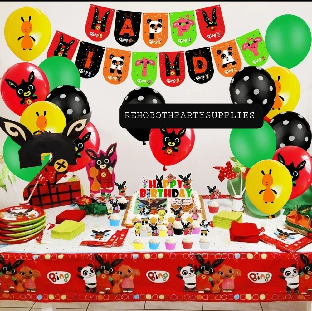 Bing Bunny Theme Kids Birthday Party Decoration Set Banner Tableware Blowout