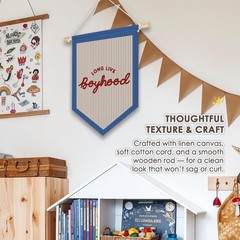 Long Live Boyhood Pennant Flag Banner, Boys Room Decor, Vintage Playroom Wall…