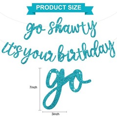 BEISHIDA Light Blue Go Shawty It’s Your Birthday Banner – NO DIY – Lake