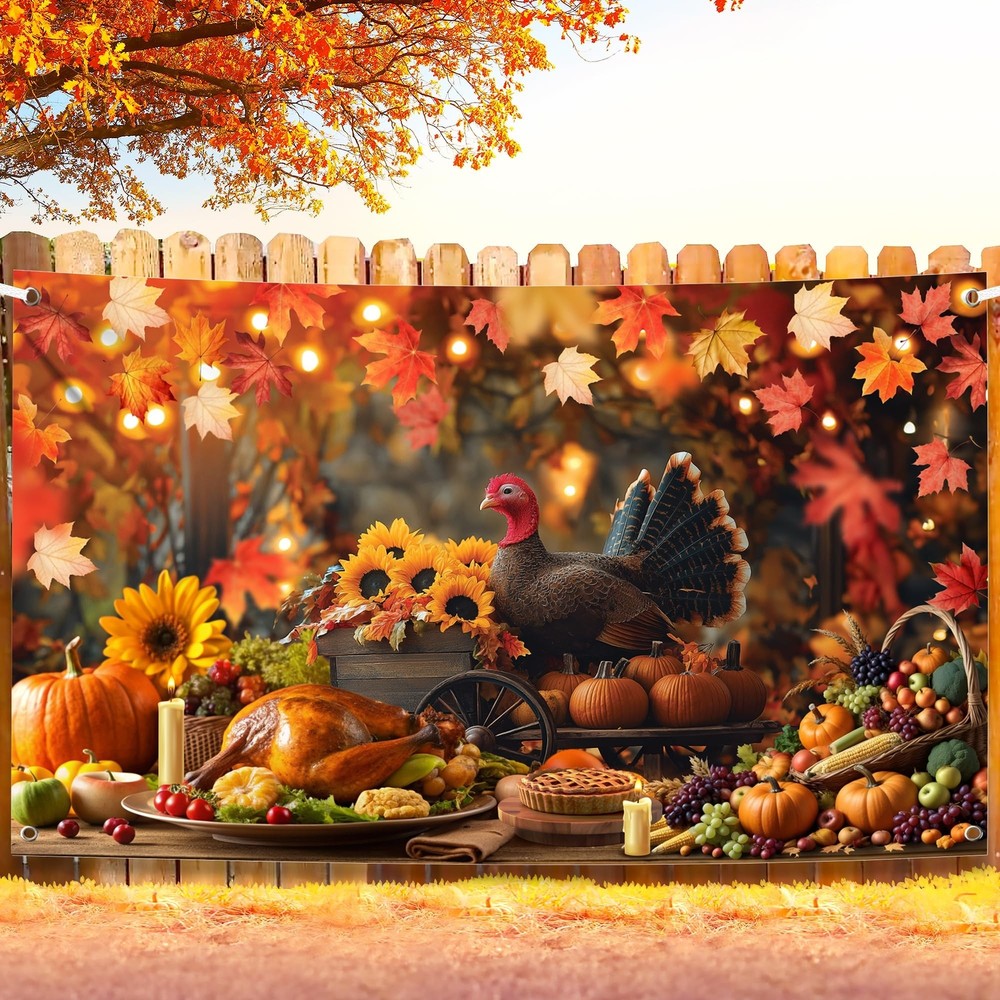 KatchOn, Turkey Thanksgiving Banner Backdrop – Xtralarge, 72×44 Inch | Thanks…