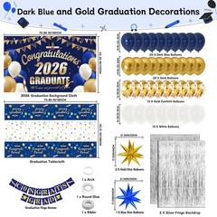 Nigifter Graduation Decorations 2026, 71 PCS Blue Gold Themed Set,…