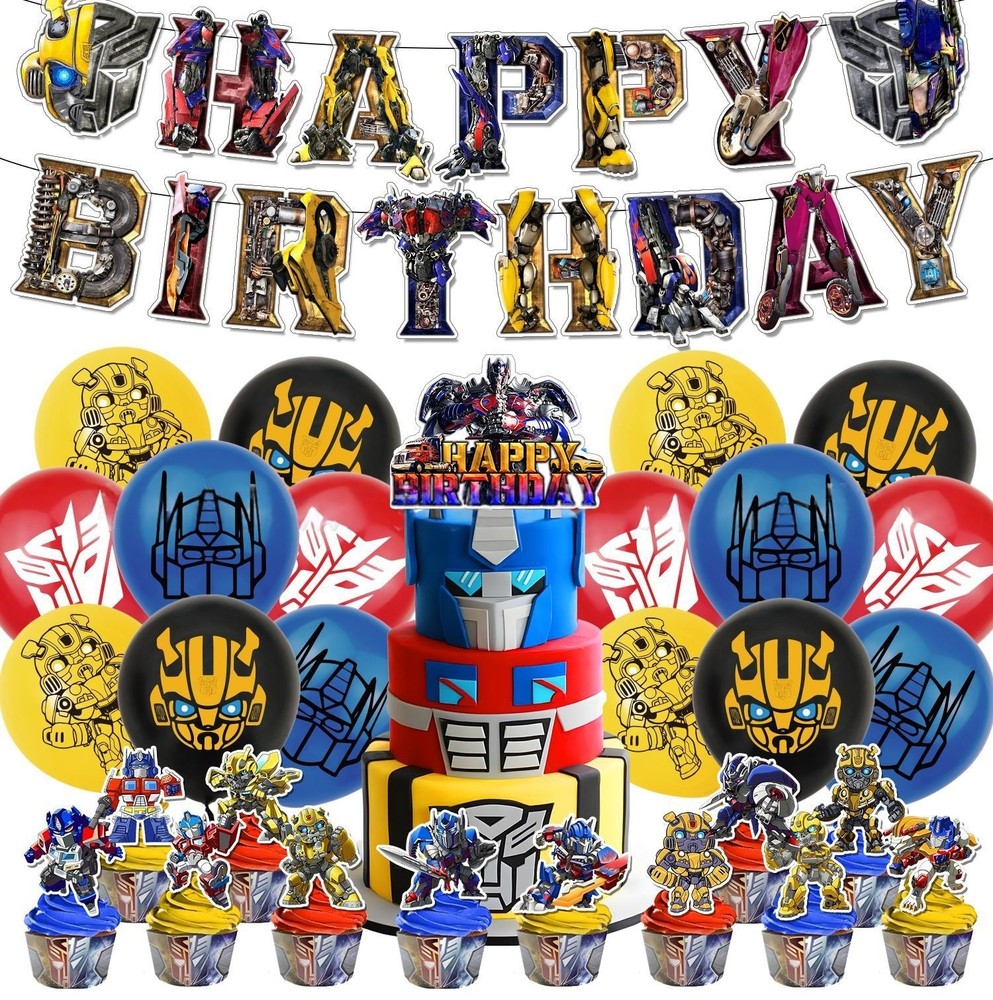 Transformer Theme Birthday Party Supplies Balloon Banner Cake Toppers