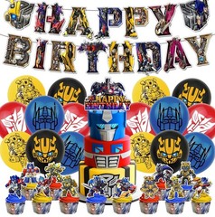Transformer Theme Birthday Party Supplies Balloon Banner Cake Toppers