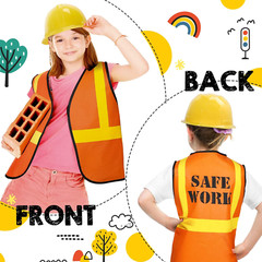 72 Pcs Construction Vest for Kids Construction Dressing up Supplies Including 24