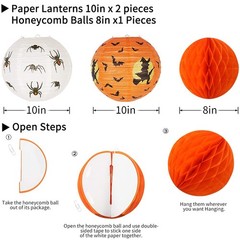 Halloween Party Decorations Hanging Spider Bat Lantern Paper Spiders Honeycomb F