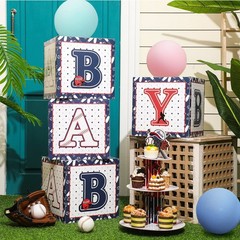 4 Pcs Red White and Blue Baby Boxes with Letters for 4th of July 250th Annive…