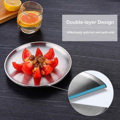 Sumerflos 304 Stainless Steel Dessert Appetizer Plates, 6.7″ Silver