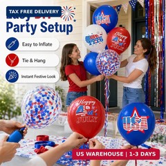 74 Pack 4th of July Decorations Red White and Blue Balloons Set – 12 Inch USA 4t