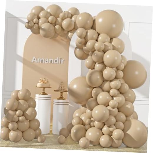 153pcs Balloons Arch Garland Kit Different Sizes 18 12 10 5 Inch Light Brown