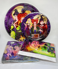 31pcs Witches Party Supplies Including 20 Plates 10 Napkins 1 Cover Table Cloth