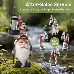 Garden Gnomes Statue with Solar Lantern, Outdoor Gnome Decorations for Yard, …