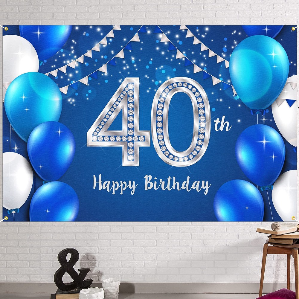 6x4ft Happy 40th Birthday Banner Backdrop – 40 Years Old Birthday Decorations…