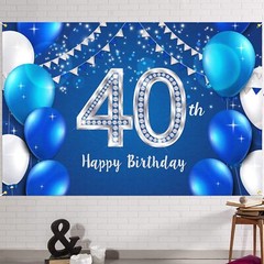 6x4ft Happy 40th Birthday Banner Backdrop – 40 Years Old Birthday Decorations…