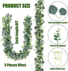 8 Pack Artificial Eucalyptus Garland Eucalyptus Leaves Vines Greenery Garland