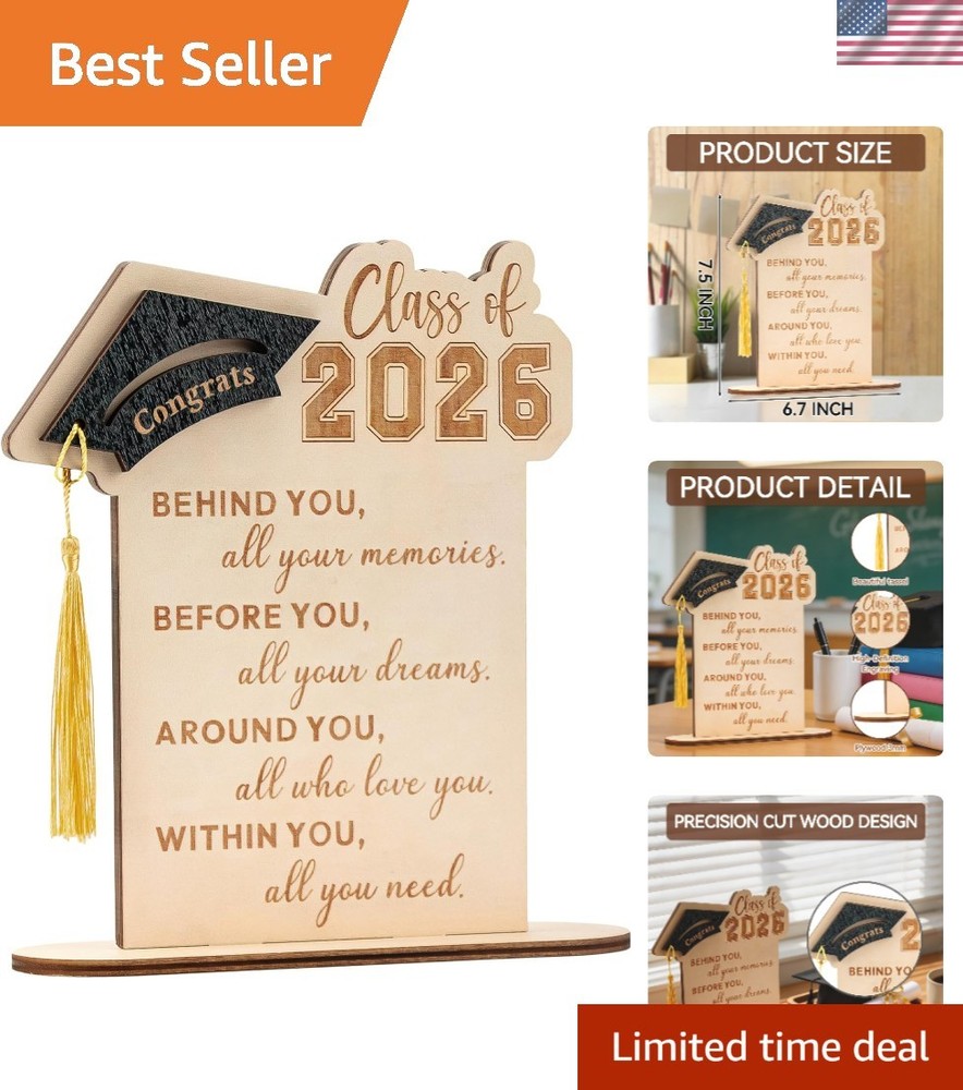 Celebrate Class of 2026 with Elegant Wooden Graduation Quote Plaque Decoration