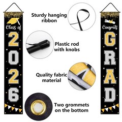 Graduation Decorations 2026 GRAD Banner Black Porch Door Sign Welcome Banner …