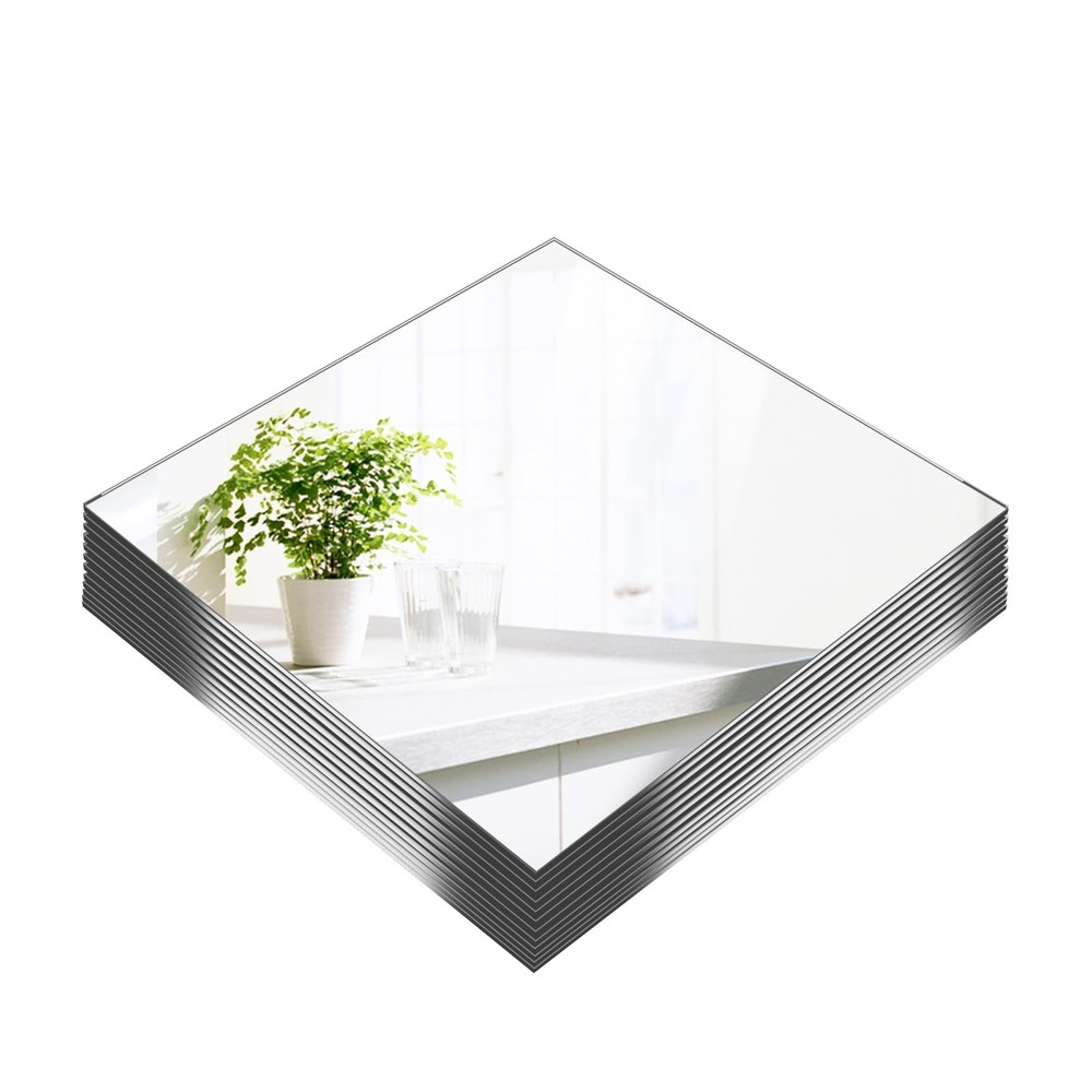 16Pack Square Mirrors for Centerpieces, 8 x 8 Inch Mirror Tray Candle Plate W…