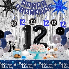 12th Birthday Decorations for Boys and Girls Dark Blue, 12 Old Party Supplie…