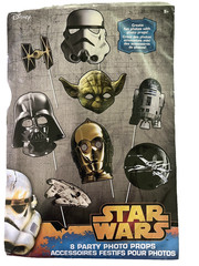 Star Wars Party Photo Booth Props 8 Count Darth Vader Yoda R2D2 C3PO Trooper New