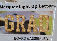 GRAD Marquee GLITTERY GOLD WITH 4 SETS OF BULBS LETTER HEIGHT 14 INCHES