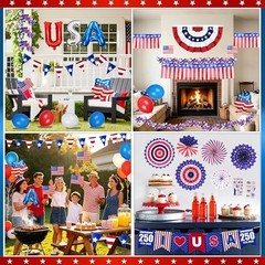 Patriotic Golf Cart Decorations Kit for 4th of July Parade Party