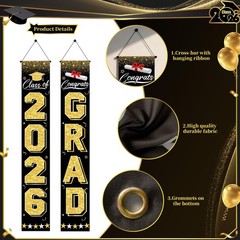 Graduation Decorations 2026 – Black and Gold Graduation Banner Class of 2026 …