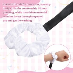Rainbow Dance Ribbons Wrist Streamers 20″ & 12 Pcs & White & Black
