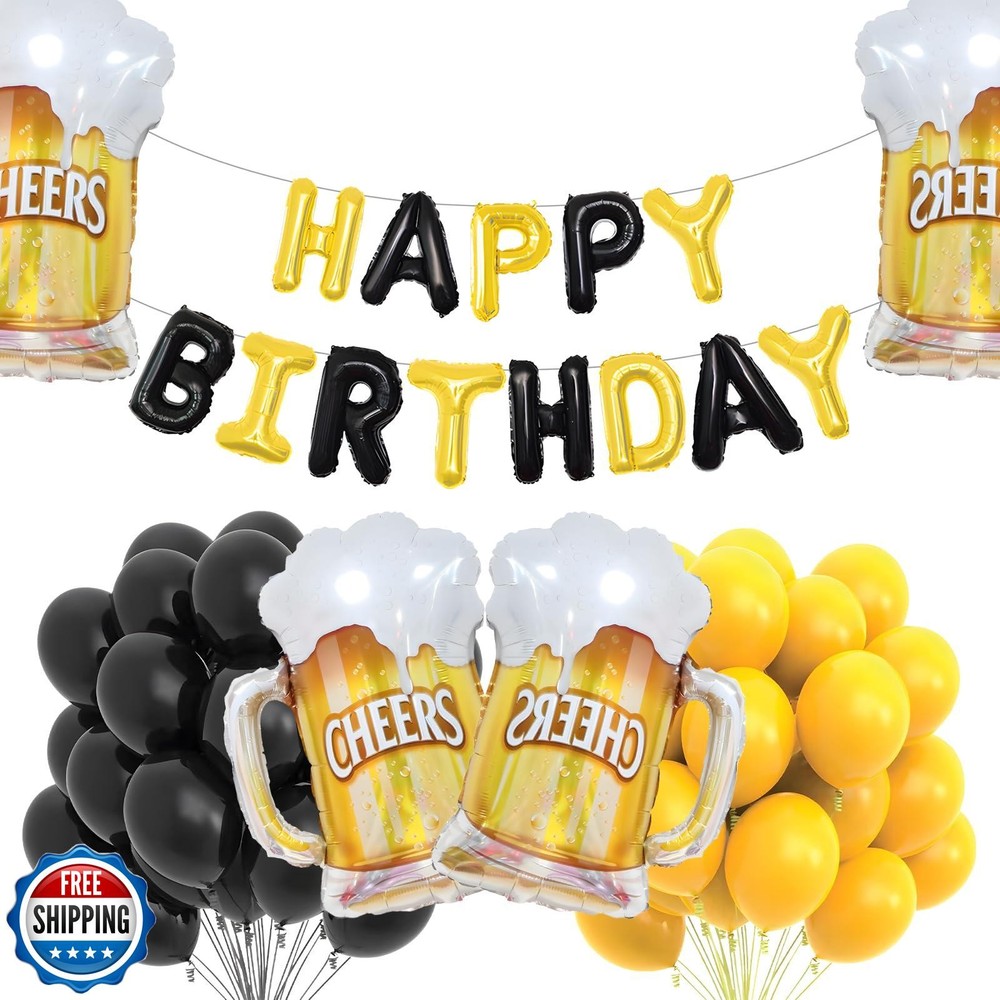 FBQ 45 Pcs Beer Birthday Balloon Latex Balloons Beer Themed Party Happy Birth