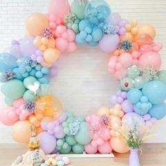Blue Yellow Pink Champagne Balloon Arch Garland Kit 146 Pcs Pink Confetti