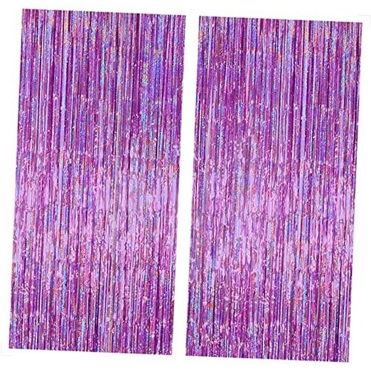 KatchOn, Iridescent Purple Fringe Curtain – 8×3.25 Feet, Pack of 2 | Purple