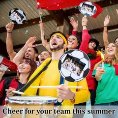 12 Pcs Soccer Picture Frame Soccer Shaped Fans Handle Double Sided Photo Prop…