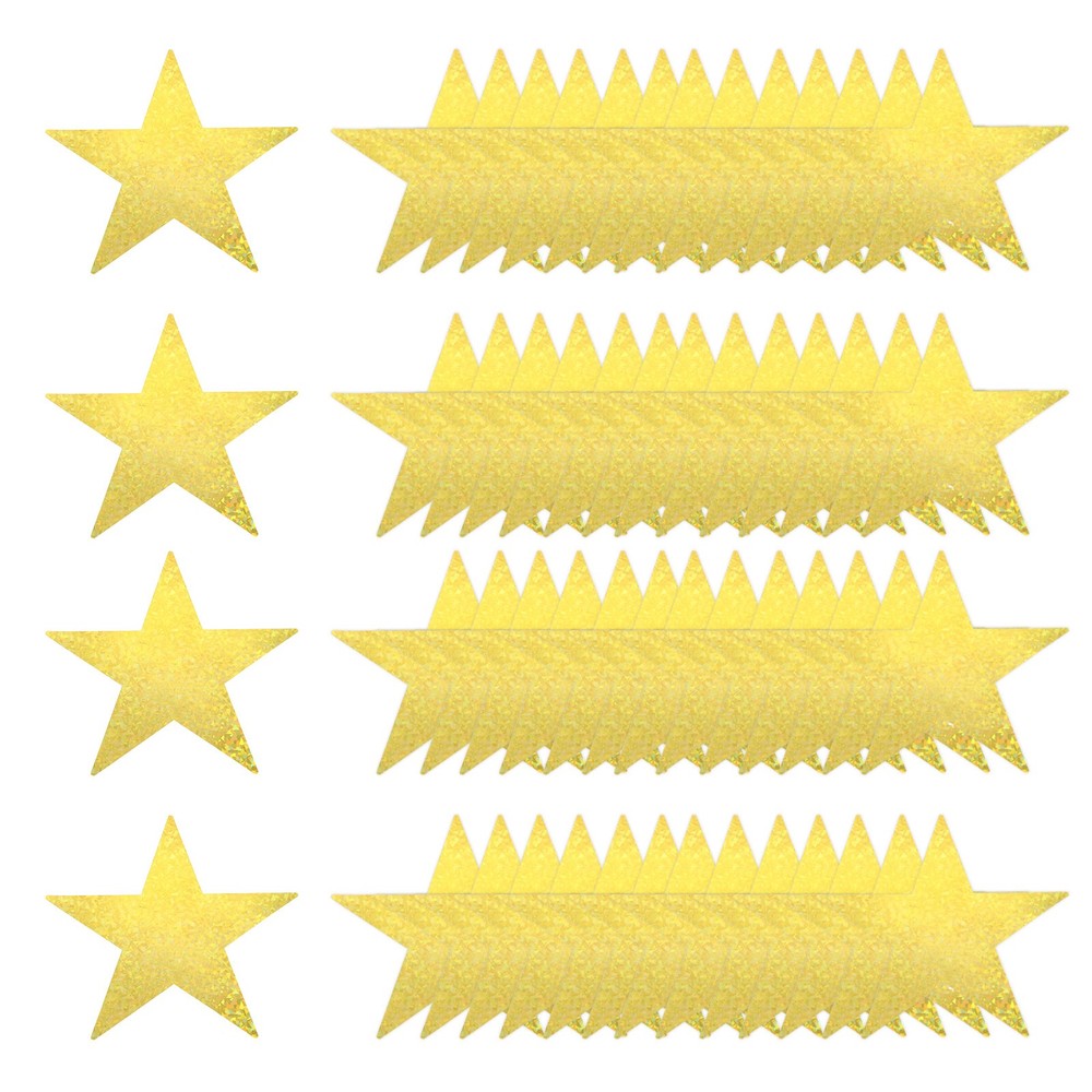 80 Pcs Laser Gold Stars Cutouts, 6 Inch Double Printed Paper Stars Cutout
