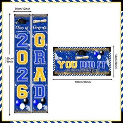 Blue and Gold Graduation Decorations Class of 2026 Banner