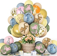 48PCS 12Inches Winnie Balloons for the Pooh Baby Shower Decorations，Winnie Ballo