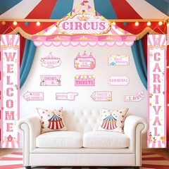 Carnival Circus Porch Banner Decorations Circus Party Awning Hanging Banner