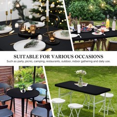 Wolkemer Fitted Oval Tablecloth Spandex Stretch Black Cocktail Table Cover El…