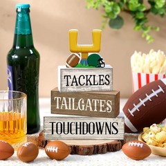 4 PCS Football Table Decorations Tiered Tray Decor Sport Game Centerpiece Sign