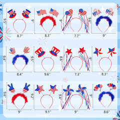 12PCS Patriotic Headbands Red White Blue USA Party Accessories