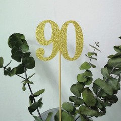 Pack of 10 Gold Glitter 90th Birthday Centerpiece Sticks – Table Topper Decor