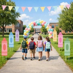 Decorative Back to School Crayon Signs 31.5 Inch, Classroom or Yard, Multi-Co…